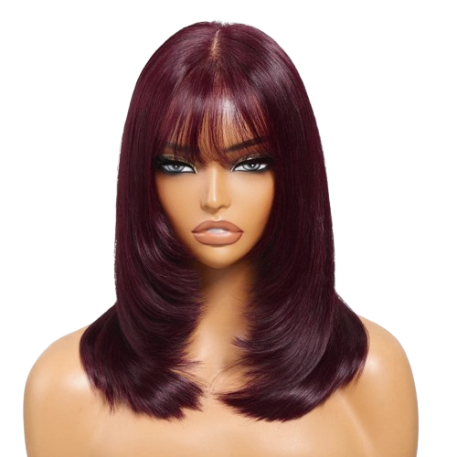 Black Cherry Straight Bob Wig 7x5 Lace Glueless