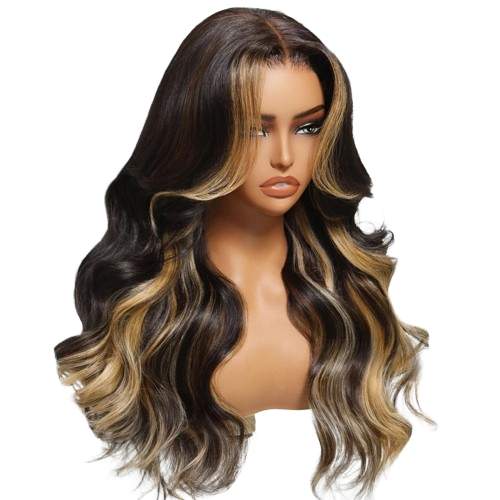 Blonde Highlight Brown Loose Wave Wig 7x5 Glueless