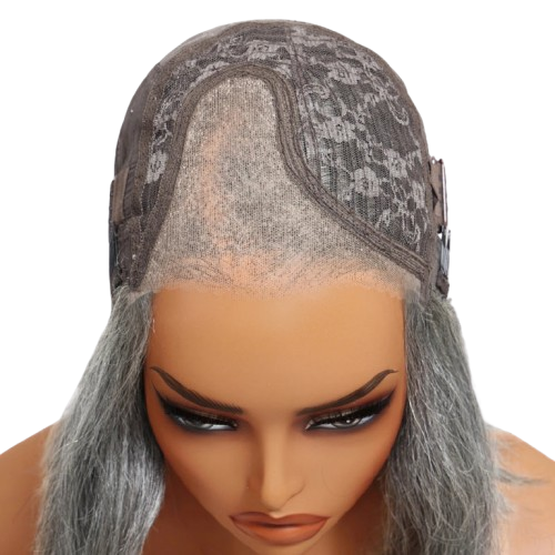 Layered Blowout Salt & Pepper Short Bob Wig 150%