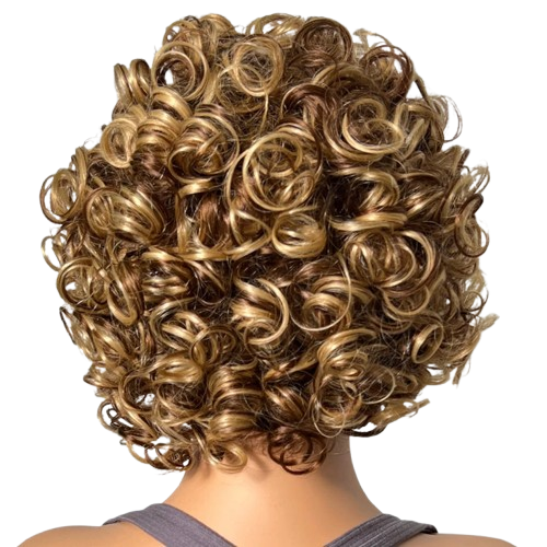 Blonde Bouncy Curly Wig with Bangs Short Afro