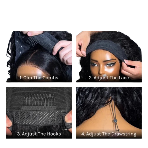 Water Wave Headband Wig Human Hair No Glue