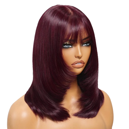 Black Cherry Straight Bob Wig 7x5 Lace Glueless