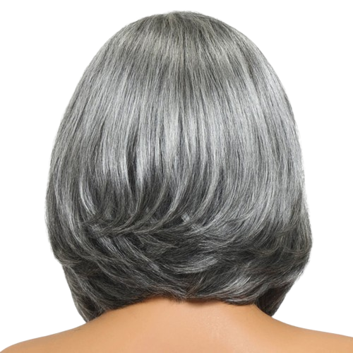 Layered Blowout Salt & Pepper Short Bob Wig 150%