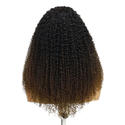 Chestnut Ombre Kinky Curly Half Wig Glueless