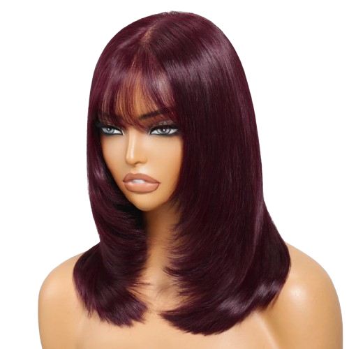 Black Cherry Straight Bob Wig 7x5 Lace Glueless