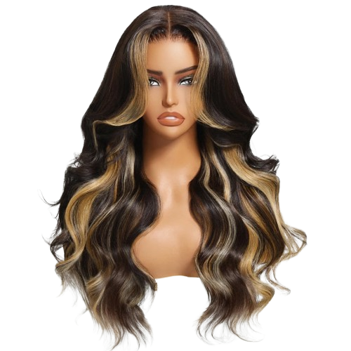 Blonde Highlight Brown Loose Wave Wig 7x5 Glueless