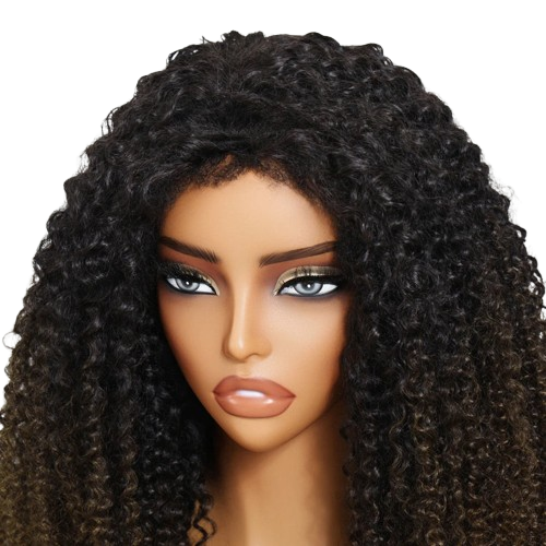 Chestnut Ombre Kinky Curly Half Wig Glueless